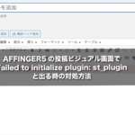 AFFINGER5の投稿ビジュアル画面でFailed to initialize plugin: st_pluginと出る時の対処方法