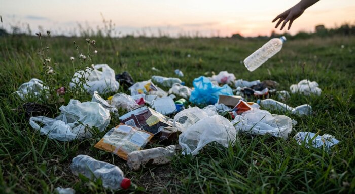 土に還らないビニールやプラスチックなどはその辺に捨てないで！！